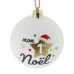 Boule de Noël "Mon 1er Noël" rouge ou blanche Ø8cm - 2 coloris-Gifi Sale