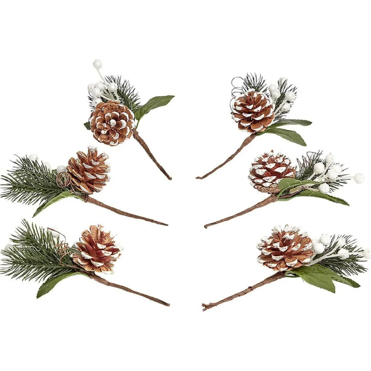 Branche de Décoration x6 avec pomme de pin-Gifi New