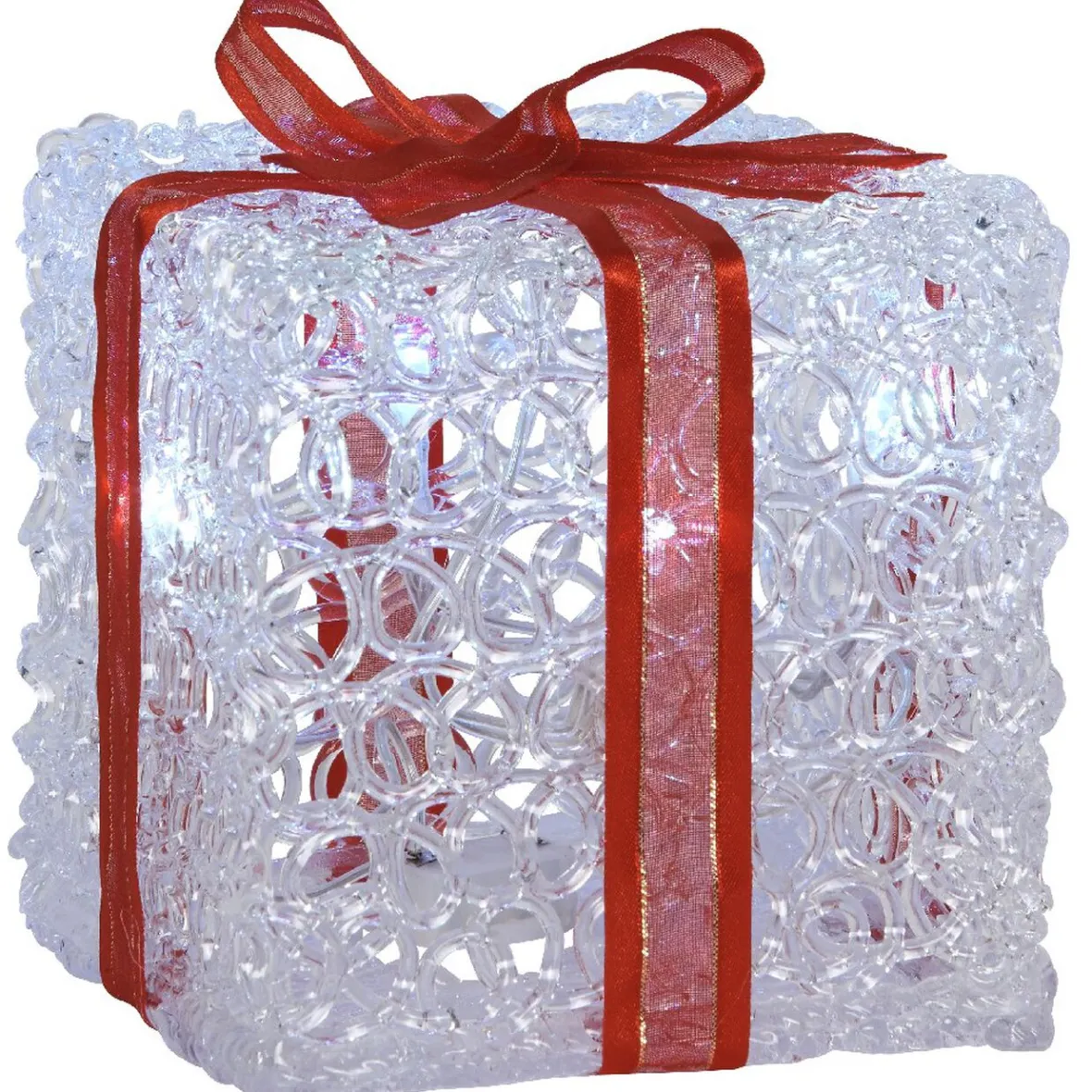 Cadeau lumineux 3D blanc et rouge 5 Led Multicolore-Gifi Discount