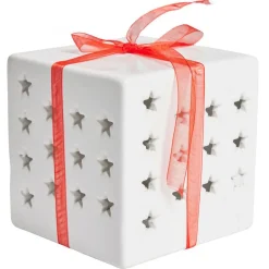 Cadeau lumineux déco Noël 1LED céramique blanc H10cm-Gifi