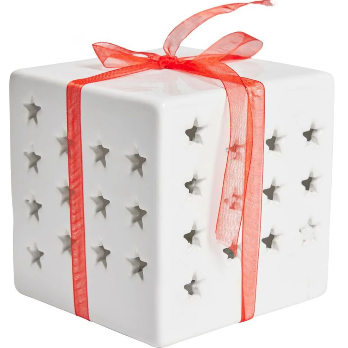 Cadeau lumineux déco Noël 1LED céramique blanc H10cm-Gifi