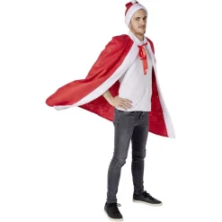 Cape et bonnet de Noël adulte rouge et blanc-Gifi Clearance