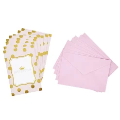 Carte d'invitation rose et doré à poids avec enveloppe x 8-Gifi Sale