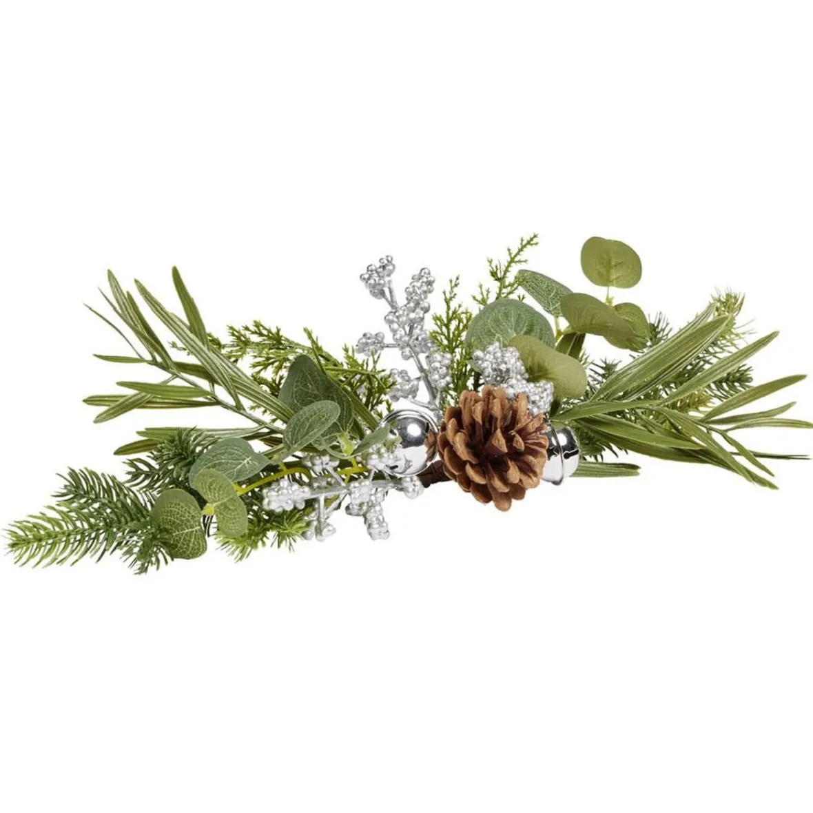 Centre de table Noël pomme de pin feuillage vert-Gifi Hot