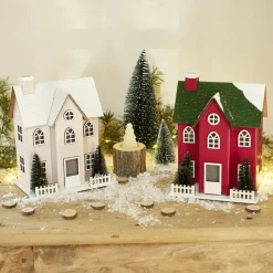 Chalet de Noël lumineux H20,5cm - 2 coloris rouge ou blanc-Gifi Discount