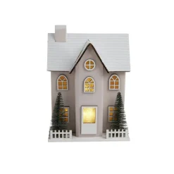 Chalet de Noël lumineux H20,5cm - 2 coloris rouge ou blanc-Gifi Discount