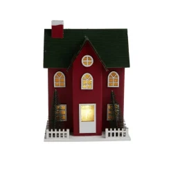Chalet de Noël lumineux H20,5cm - 2 coloris rouge ou blanc-Gifi Discount