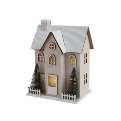 Chalet de Noël lumineux H20,5cm - 2 coloris rouge ou blanc-Gifi Discount
