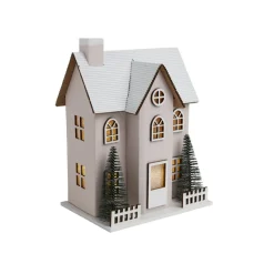 Chalet de Noël lumineux H20,5cm - 2 coloris rouge ou blanc-Gifi Discount