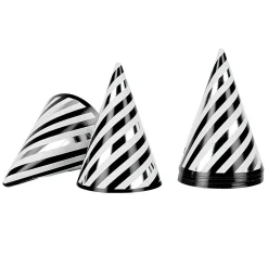 Chapeau de fête rayé noir et blanc en carton x 8-Gifi Clearance