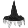 Chapeau de sorcière noir avec toiles d'araignées-Gifi Discount