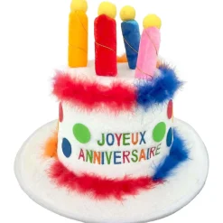 Chapeau enfant Joyeux Anniversaire bougie et plume multicolore-Gifi Sale