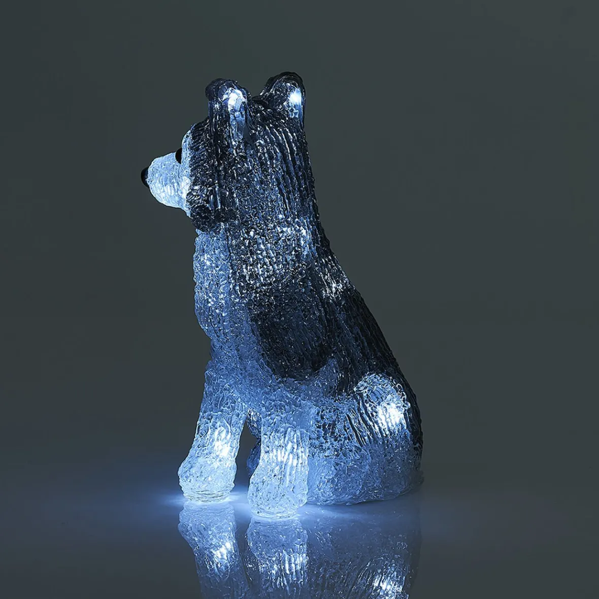 Chien husky assis lumineux 12 LED blanc froid H17 cm-Gifi Sale