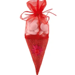 Cône à dragées organza rouge x4-Gifi Outlet