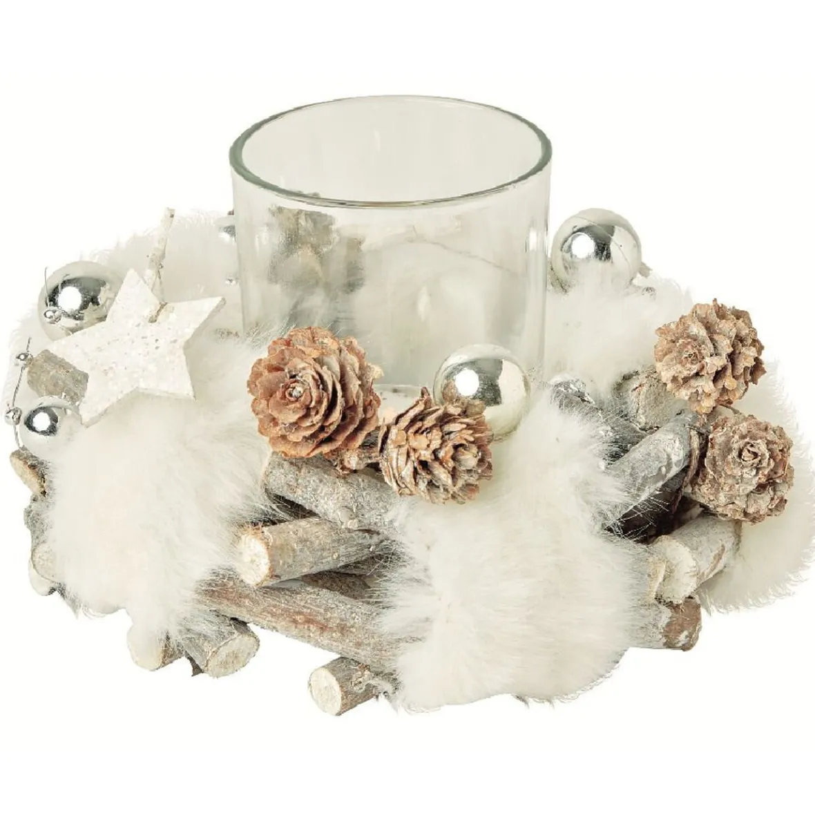 Couronne décorative de Noël avec bougie-Gifi Clearance