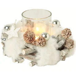 Couronne décorative de Noël avec bougie-Gifi Clearance