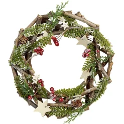 Couronne de Noël à suspendre en bois-Gifi Discount