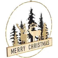 Couronne de Noël lumineuse métal et bois doré à suspendre-Gifi Hot