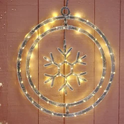 Couronne lumineuse flocon de neige 72LED blanc chaud Ø32cm-Gifi Outlet