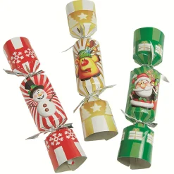 Crackers enfant Party Day motifs Noël colorés x12-Gifi Online