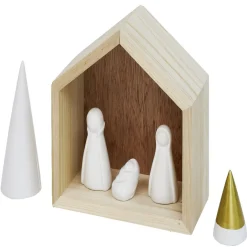 Crèche céramique et bois H15,5cm-Gifi New