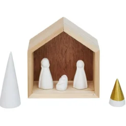 Crèche céramique et bois H15,5cm-Gifi New