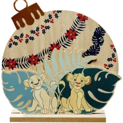 Déco à poser forme boule de Noël plate en bois Le Roi Lion Simba Nala-Gifi New