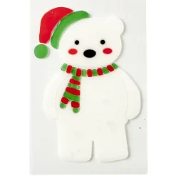 Déco de fenêtre électrostatique ours de Noël blanc L12 x l18 cm-Gifi New