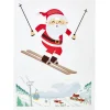 Déco fenêtre sticker électrostatique Père Noël en ski L27 x l20 cm-Gifi Best