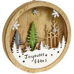 Décor de Noël lumineux en bois à poser H25cm-Gifi Discount