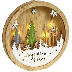 Décor de Noël lumineux en bois à poser H25cm-Gifi Discount