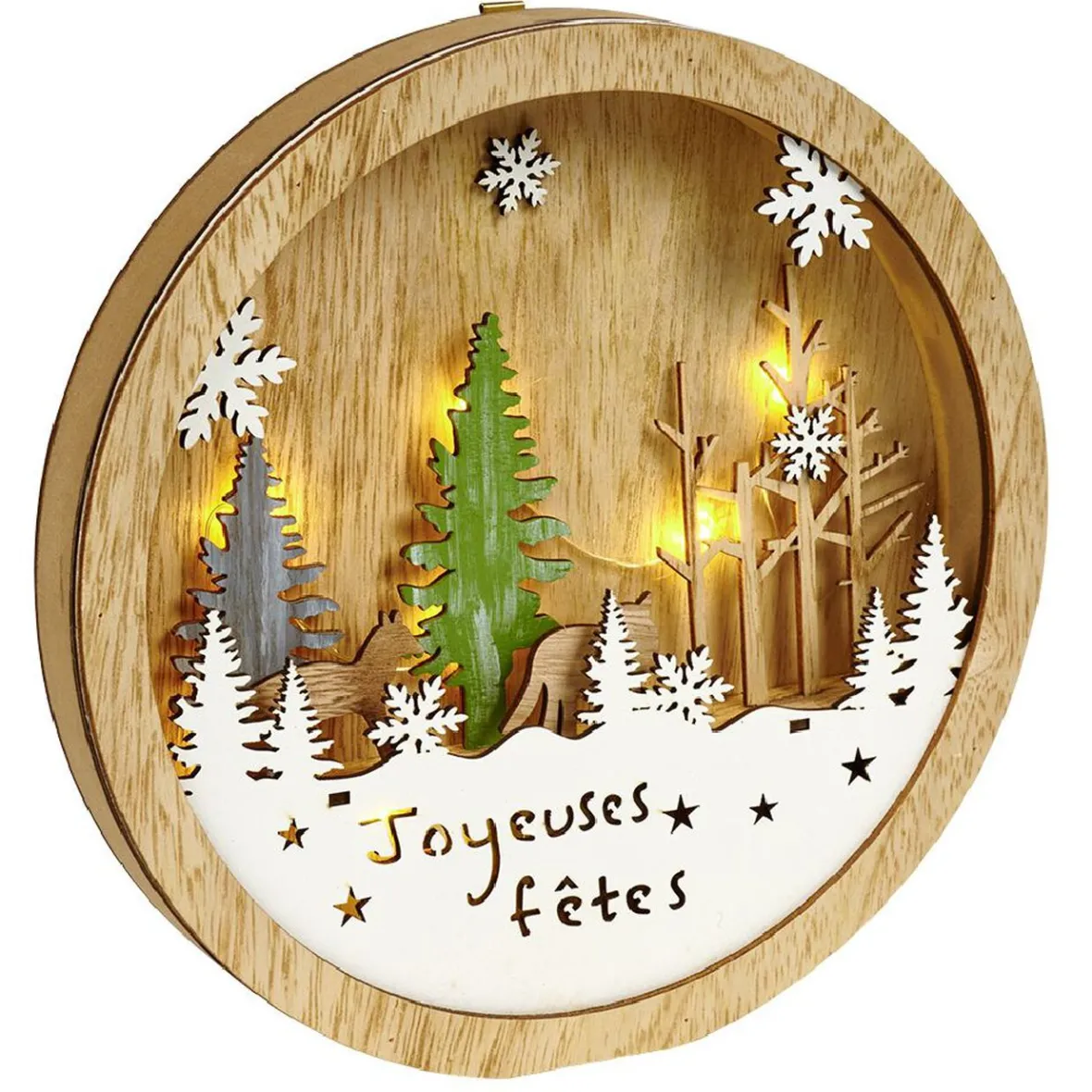 Décor de Noël lumineux en bois à poser H25cm-Gifi Discount