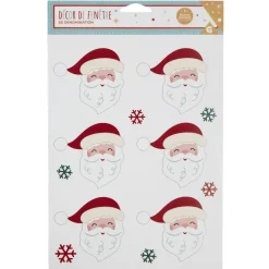 Décor fenêtre électrostatique tête de Père-Noël rouge et blanc-Gifi Hot