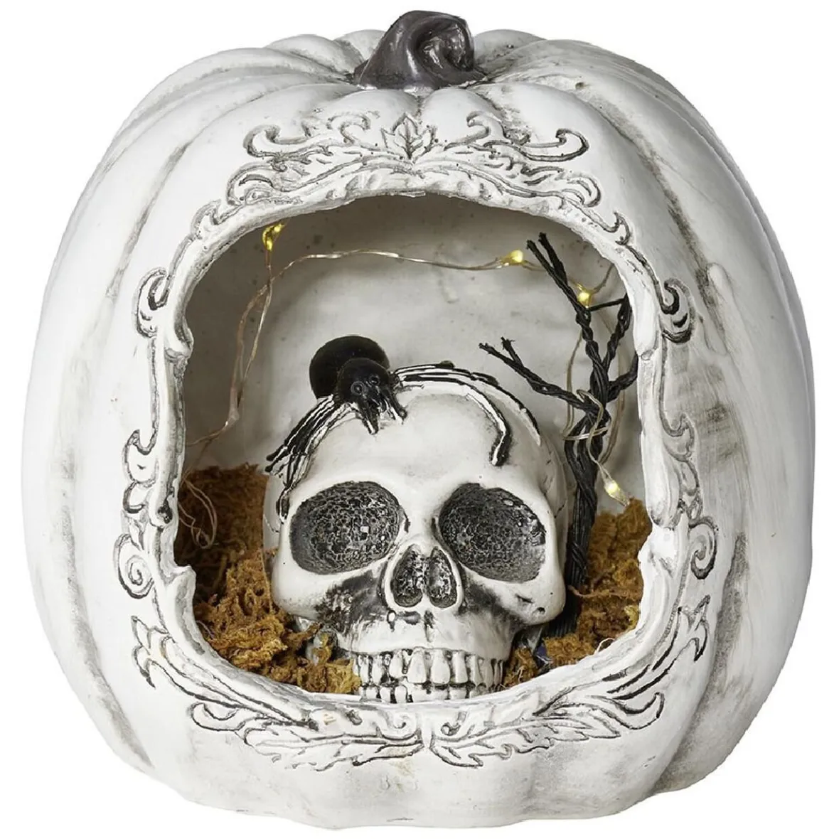 Décor Halloween citrouille avec tête de mort-Gifi Online