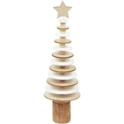 Décoration à poser sapin en bois blanc et naturel H25cm-Gifi Clearance