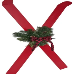 Décoration à poser ski bois rouge x2-Gifi Sale