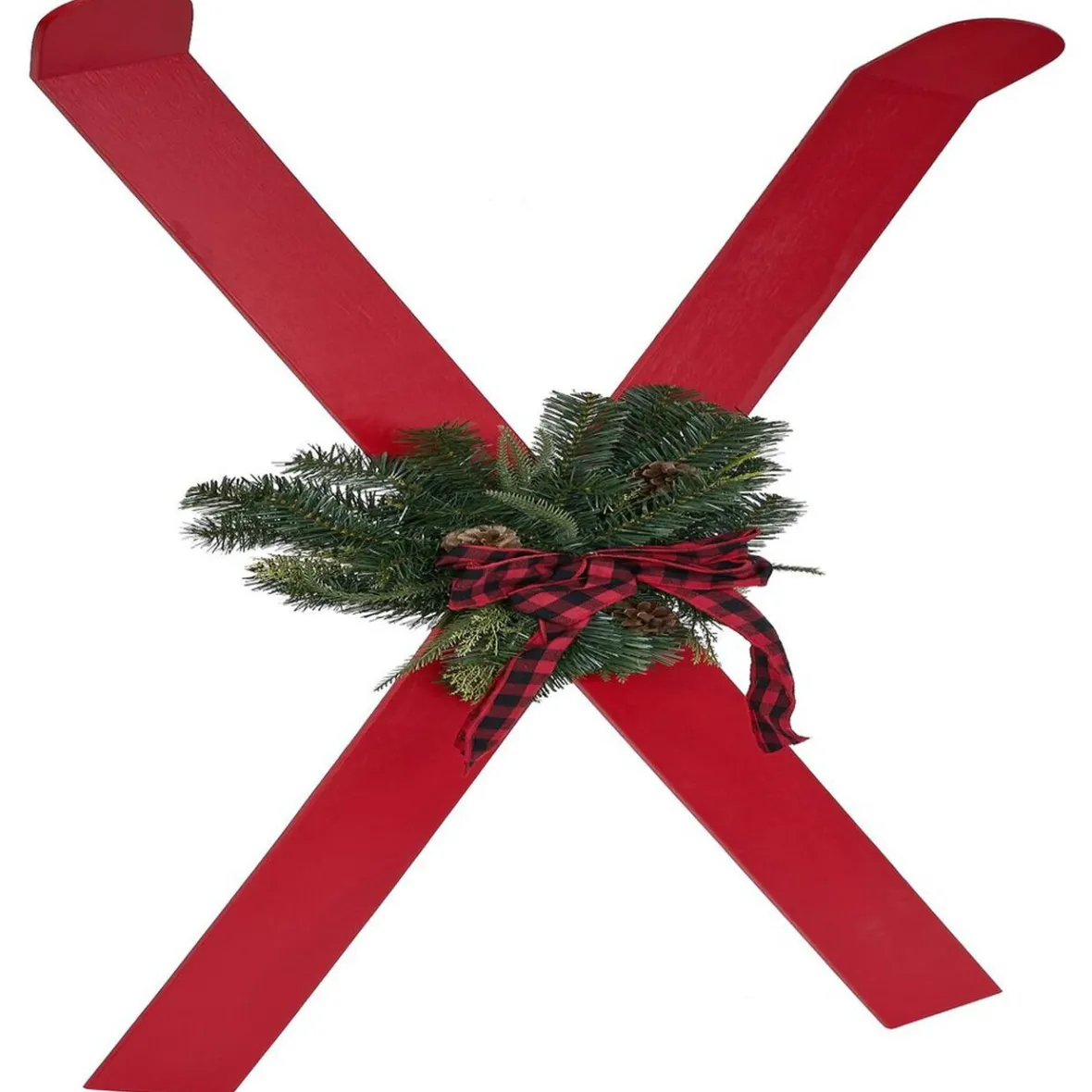 Décoration à poser ski bois rouge x2-Gifi Sale