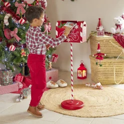 Décoration boîte aux lettres de Noël rouge et blanche H100cm-Gifi