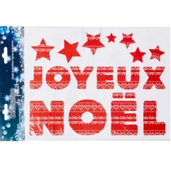 Décoration de fenêtre inscription Joyeux Noël étoiles rouges-Gifi Discount