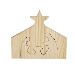 Décoration de Noël nativité en bois 2 parties H19,5cm-Gifi Hot