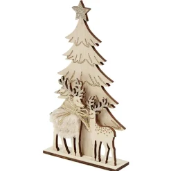 Décoration de Noël sapin et renne en bois à poser-Gifi Hot