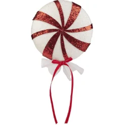 Décoration de Noël XXL sucette rouge et blanche à paillette H45cm-Gifi Sale