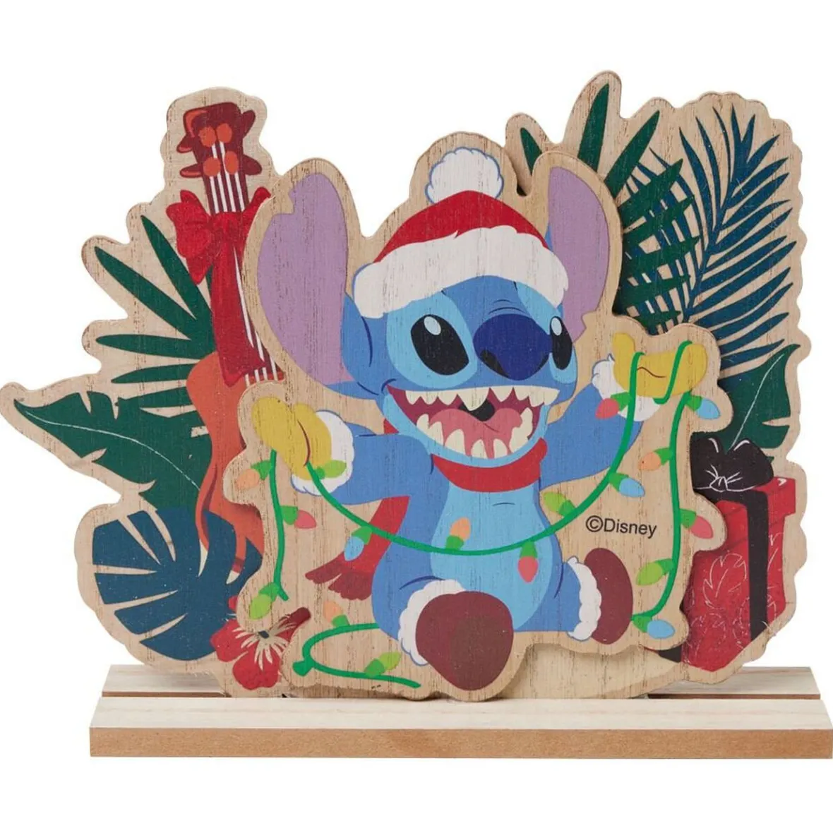 Décoration Disney à poser Stitch Noël bois L23xH19,5cm-Gifi Online