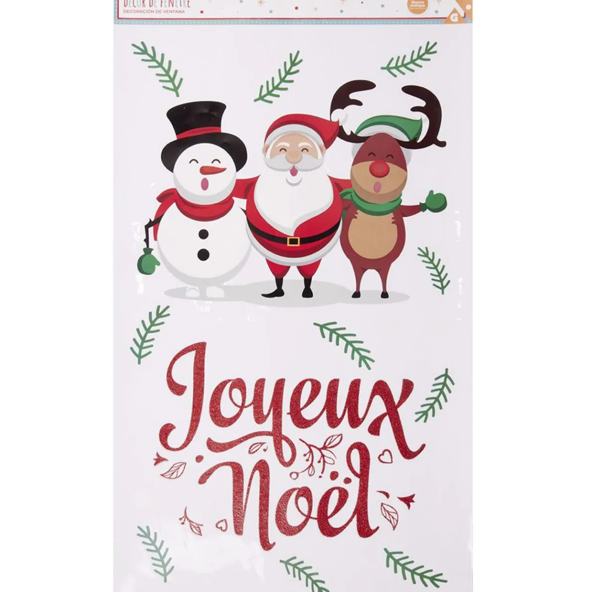 Décoration fenêtre électrostatique Joyeux Noël et personnages 57x33 cm-Gifi Discount
