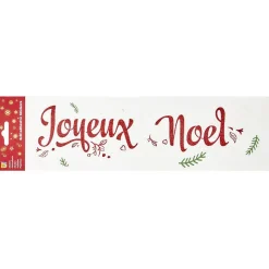 Décoration fenêtre électrostatique Joyeux Noël rouge et blanc L36xH11cm-Gifi Sale