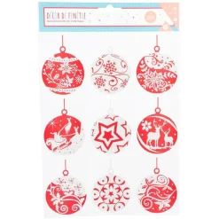 Décoration fenêtre électrostatique boule de Noël rouge et blanche-Gifi Online