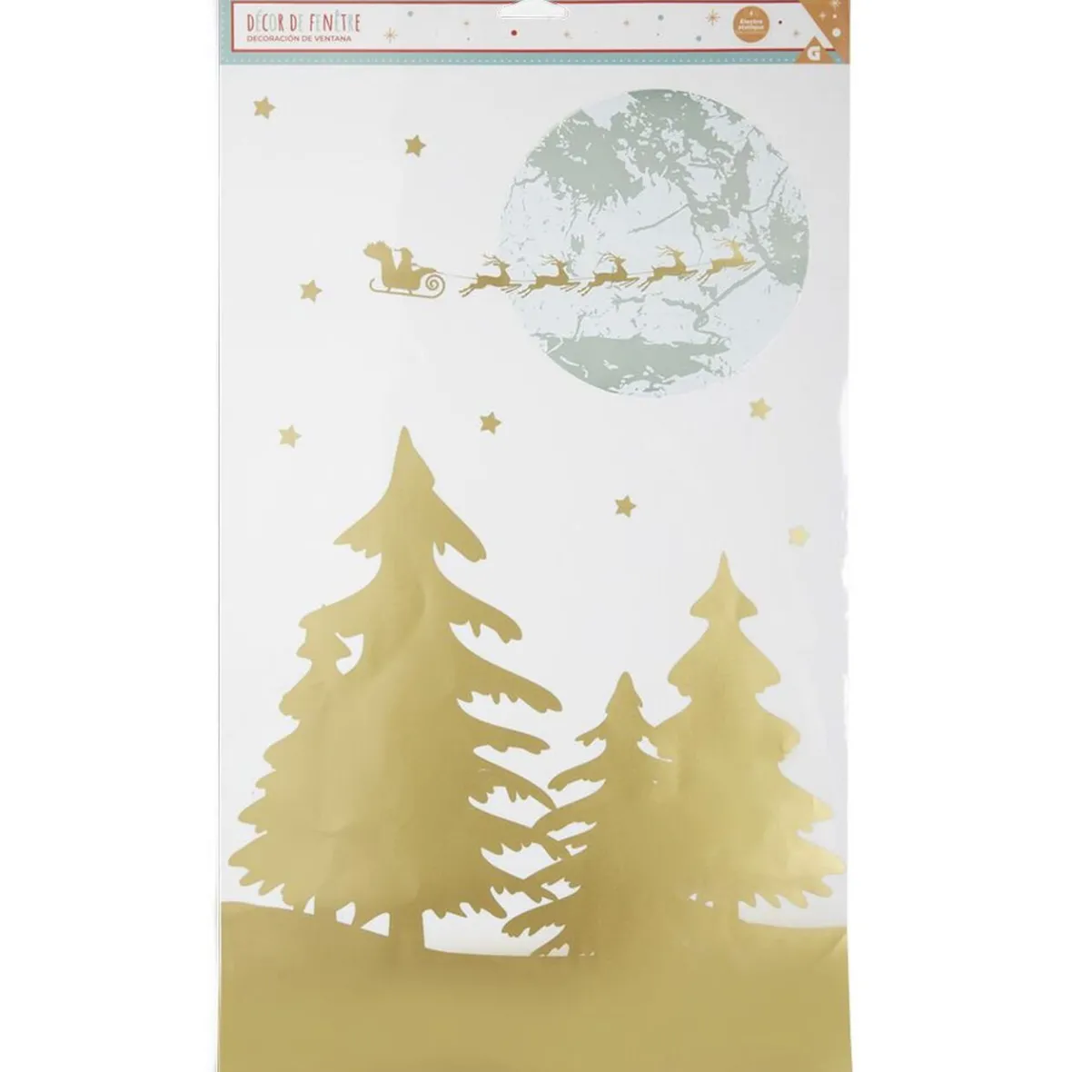 Décoration fenêtre Noël électrostatique paysage doré-Gifi Online