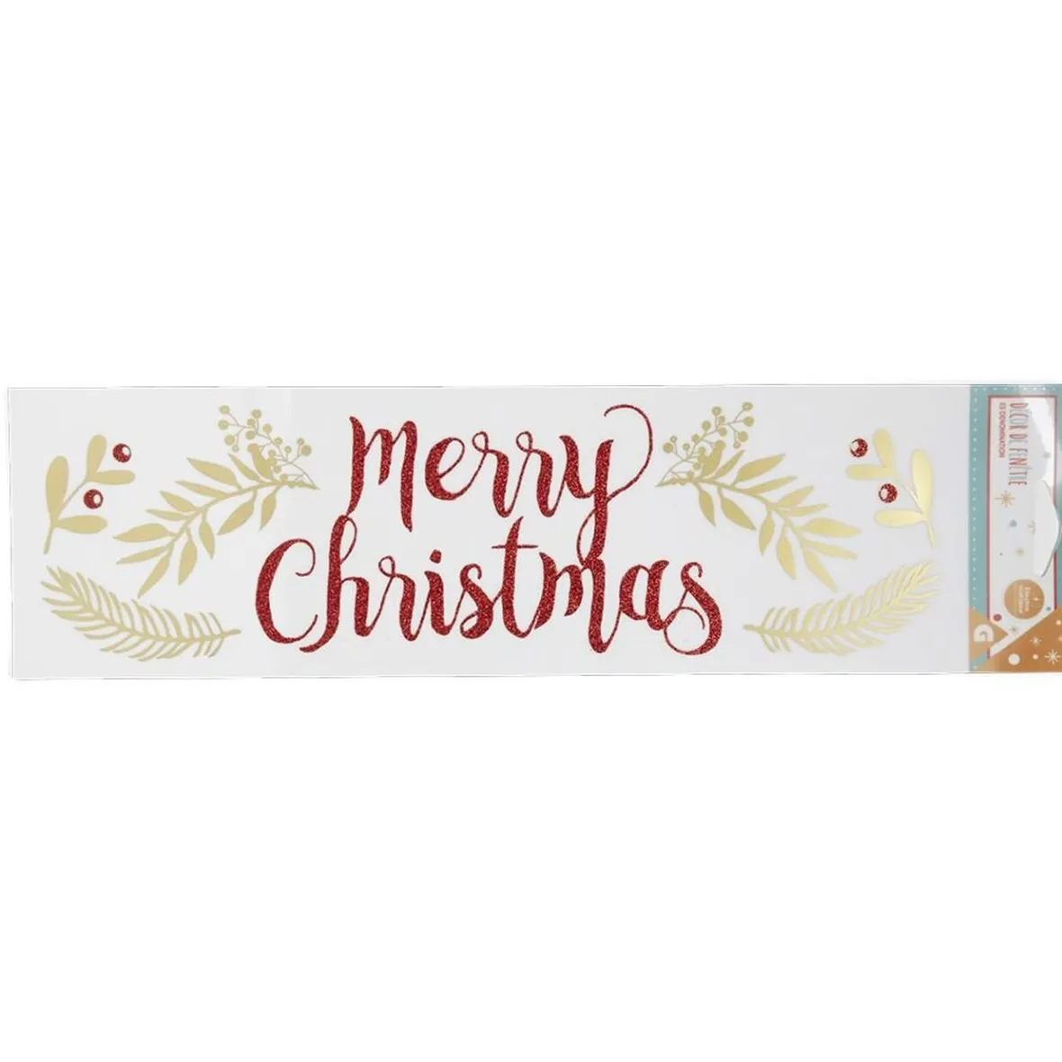 Décoration fenêtre Noël électrostatique Merry Christmas rouge et doré-Gifi Clearance