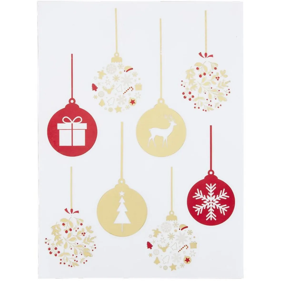 Décoration fenêtre Noël électrostatique guirlande boule rouge et doré-Gifi Hot