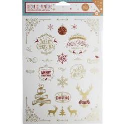 Décoration fenêtre Noël électrostatique rouge et doré - 2 modèles-Gifi Best